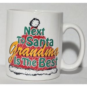 Coffee Mug Next to Santa Grandma is the Best Humorous Christmas Grandmother Gift